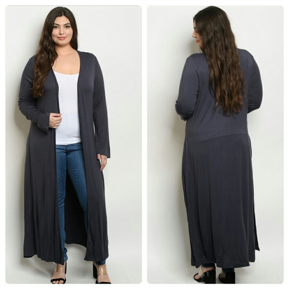 Annabelle long sleeved maxi cardigan dark slate blue XL - Picture 1 of 4